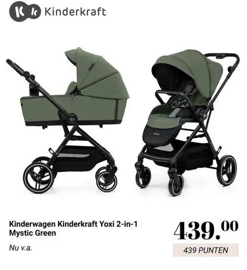 Aanbieding: Kinderwagen Kinderkraft Yoxi 2-in-1 Mystic Green