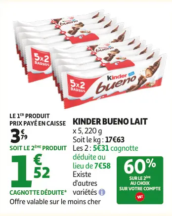 Offre: Kinder bueno lait