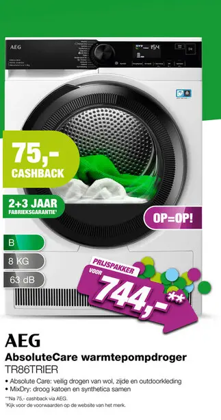 Aanbieding: AEG TR86TRIER 8000 Serie AbsoluteCare Warmtepompdroger