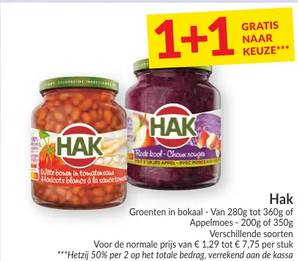 Promotie: Groenten in bokaal, appelmoes of appel compote