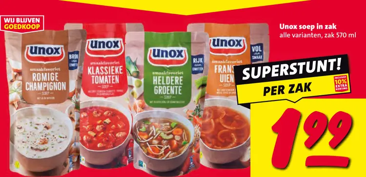 Aanbieding: Unox soep in zak