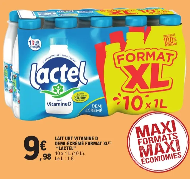 Offre: Lait uht vitamine d demi-écrémé format xl