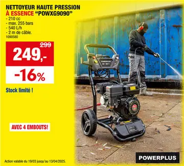 Offre: Powerplus POWXG9090 nettoyeur haute pression thermique 210cc