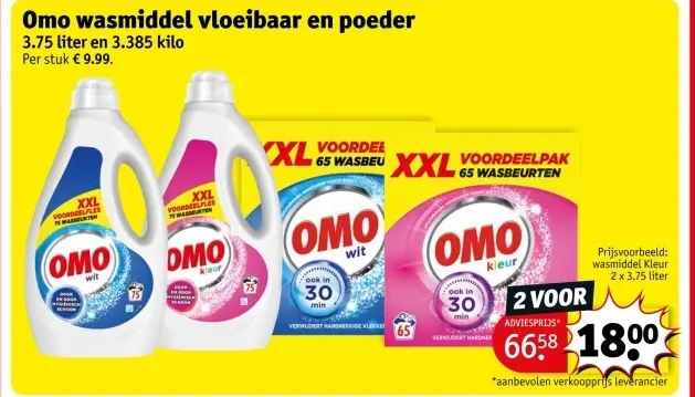 Aanbieding: Omo wasmiddel vloeibaar en poeder