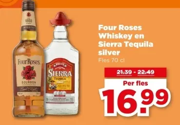 Aanbieding: Four Roses Whiskey en Sierra Tequila silver