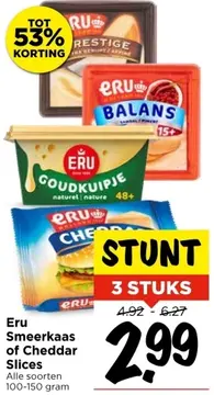 Aanbieding: Eru Smeerkaas of Cheddar Slices