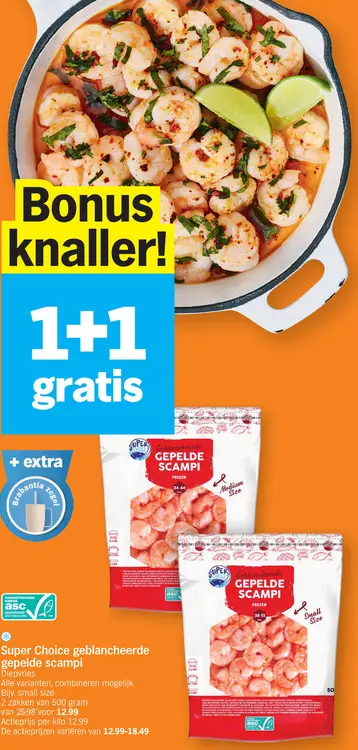 Promotie: gepelde scampi