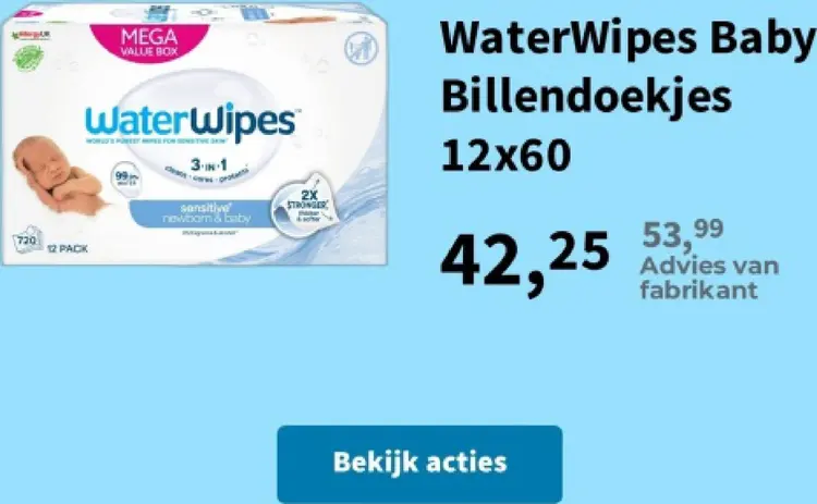 Promotie: WaterWipes Baby billendoekjes 12x60