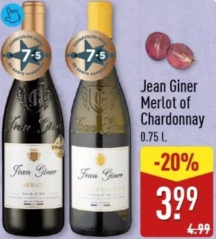 Aanbieding: Jean Giner Merlot of Chardonnay