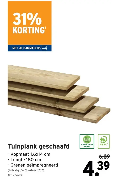 Promotie: Tuinplank geschaafd