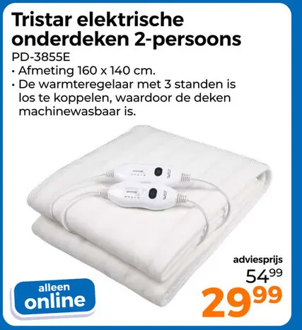 Aanbieding: elektrische onderdeken 2-persoons