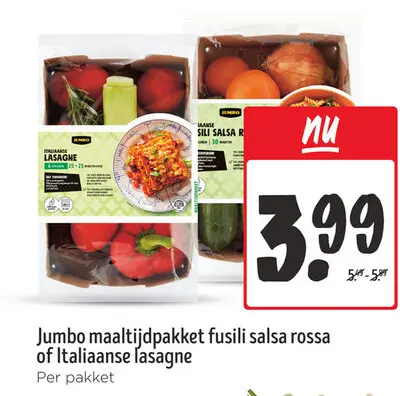 Aanbieding: Jumbo maaltijdpakket fusili salsa rossa 
