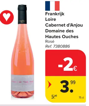 Promotie: Cabernet d'Anjou Domaine des Hautes Ouches Rosé