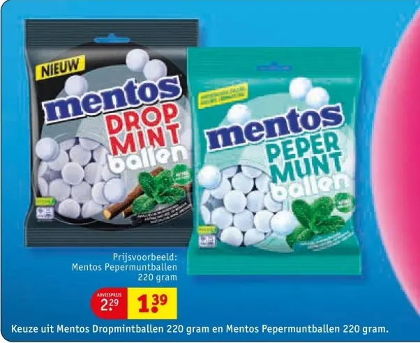 Aanbieding: Mentos Dropmintballen en Mentos Pepermuntballen