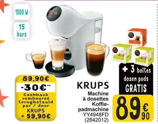 Offre: KRUPS Machine à dosettes Koffie-padmachine YY