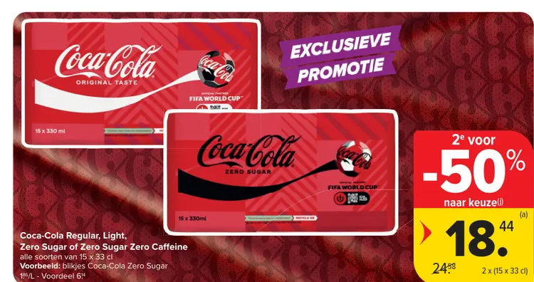 Promotie: Coca-Cola Regular, Light, Zero Sugar of Zero caffeïne