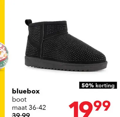 Aanbieding: Blue Box dames enkellaarsjes met strass steentjes zwart