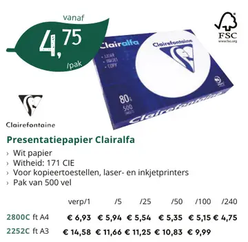 Aanbieding: Presentatiepapier Clairalfa
