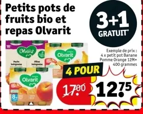Offre: Petits pots de fruits bio et repas