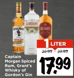 Aanbieding: Spiced Rum, Grant's Whisky of Gordon's Gin