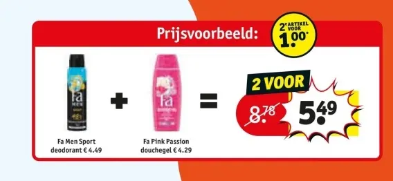 Aanbieding: Fa Men Sport deodorant en Fa Pink Passion dou