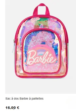 Offre: Sac à dos Barbie à paillettes