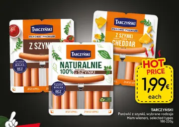 Aanbieding: TARCZYŃSKI Parówki z szynki, wybrane rodzaje