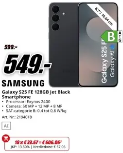 Promotie: Galaxy S25 FE 128GB Jet Black Smartphone