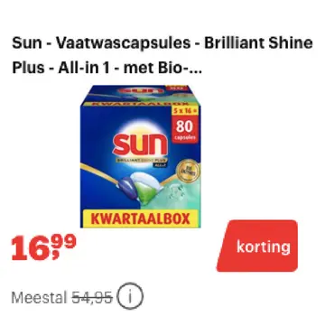 Aanbieding: Sun - Vaatwascapsules - Brilliant Shine Plus