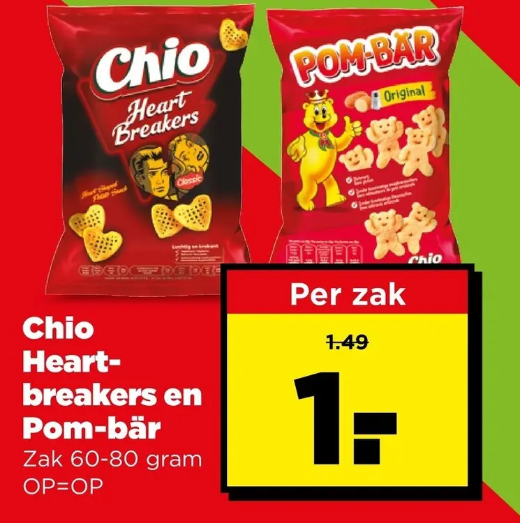 Aanbieding: Chio Heart-breakers en Pom-bär