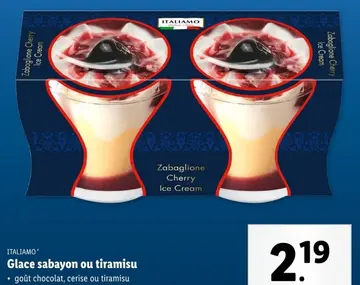 Offre: Glace sabayon ou tiramisu