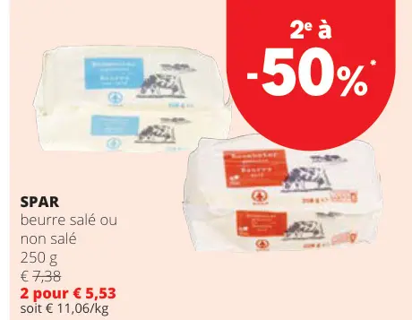 Offre: beurre salé ou non salé