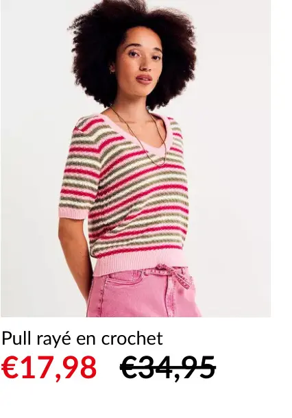 Offre: Pull rayé en crochet