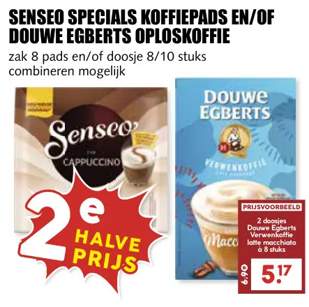 Aanbieding: Senseo specials koffiepads en/of Douwe Egberts oploskoffie