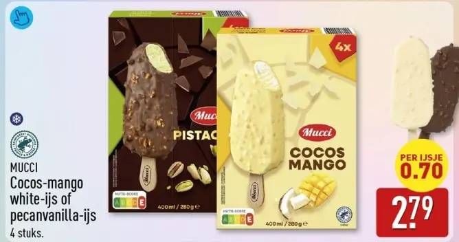 Aanbieding: Cocos-mango white-ijs of pecanvanilla-ijs