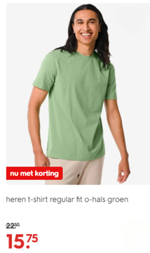 Aanbieding: heren t - shirt regular fit o - hals groen