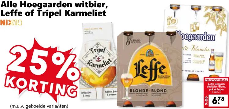 Aanbieding: Hoegaarden witbier, Leffe of Tripel Karmeliet