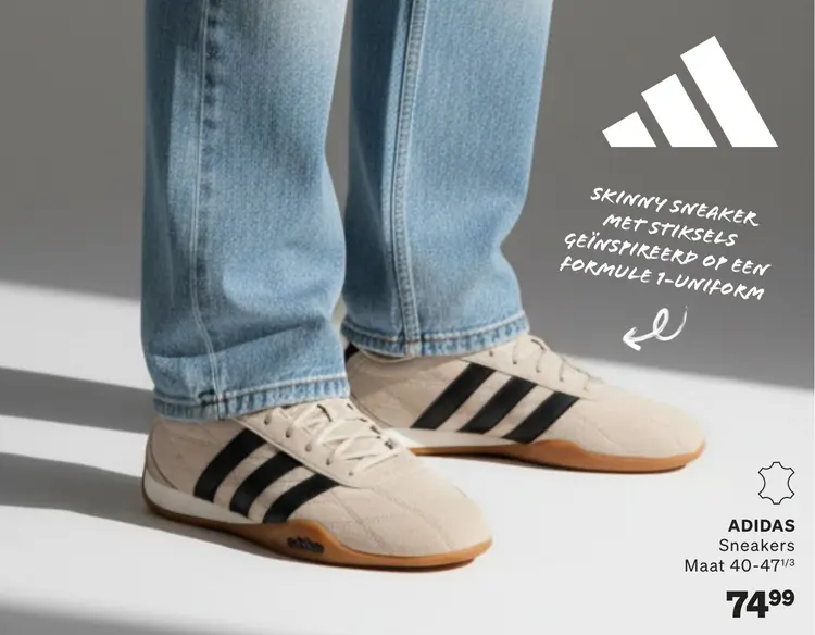 Aanbieding: Sneakers Adipista Taupe Leer