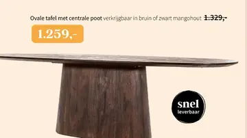Aanbieding: Ovale tafel met centrale poot