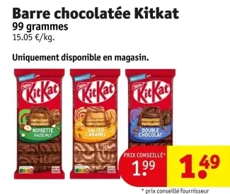 Offre: Barre chocolatée Kitkat