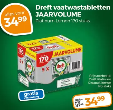 Aanbieding: Dreft vaatwastabletten JAARVOLUME
