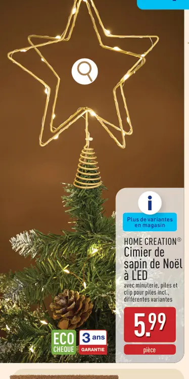 Offre: Cimier de sapin de Noël à LED