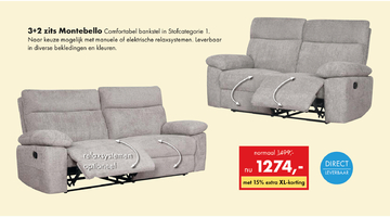 Aanbieding: 3+2 zits Montebello Comfortabel bankstel