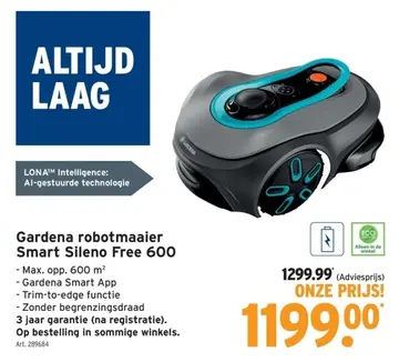 Aanbieding: Gardena robotmaaier Smart Sileno Free