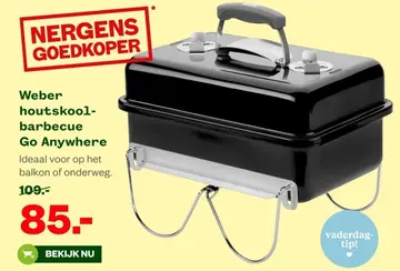 Aanbieding: Weber houtskool-barbecue Go Anywhere