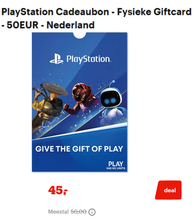 Promotie: PlayStation Cadeaubon - Fysieke Giftcard