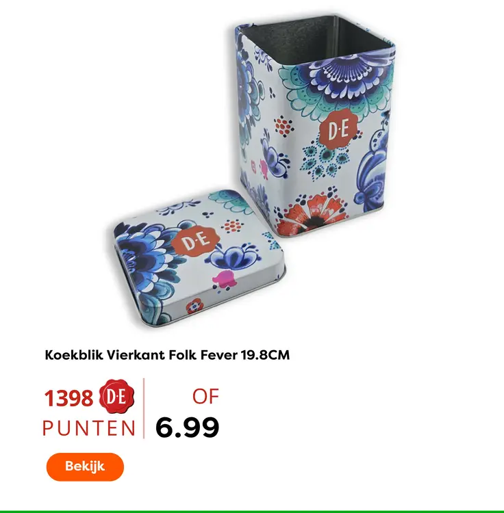 Aanbieding: Koekblik Vierkant Folk Fever
