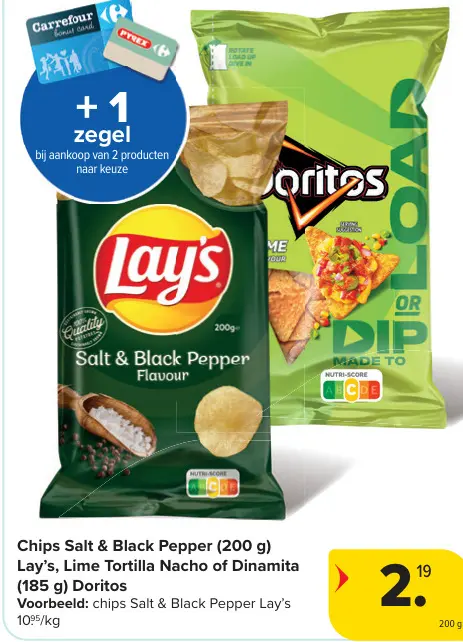 Promotie: Chips Salt & Black Pepper, Lime Tortilla Nacho of Dinamita Doritos