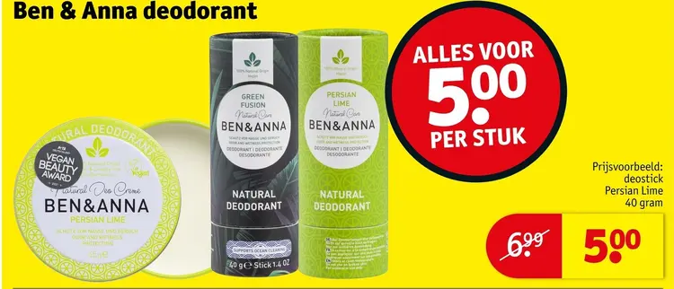 Aanbieding: Ben & Anna Deodorant