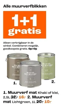 Aanbieding: Muurverf mat Khaki of klei